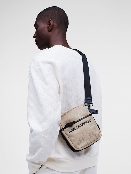 Herren Schulter / Crossbody Tasche Beige