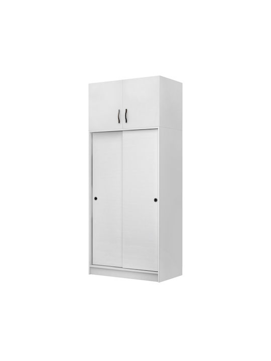 Double Door Wardrobe Sliding Regio with Loft White 100x60x240cm