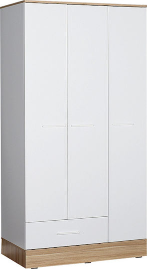 Base Τρίφυλλη Ντουλάπα 103x52x198cm Λευκό / Sonoma Base Τρίφυλλη Ντουλάπα 103x52x198cm Λευκό / Sonoma