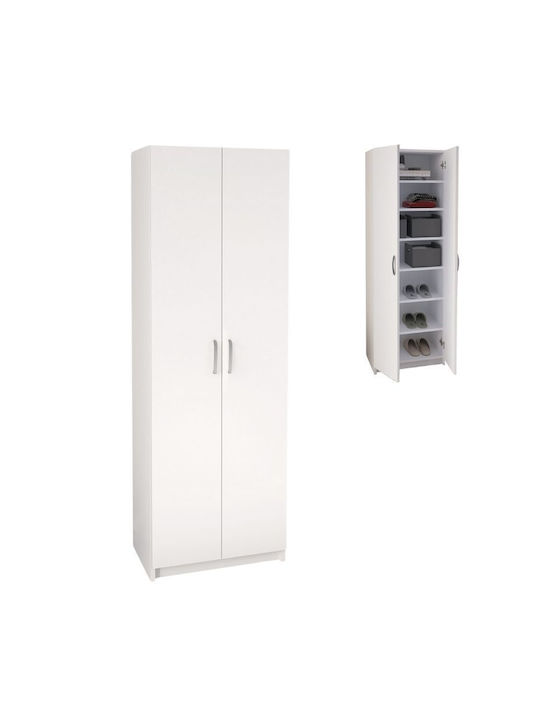 Double Door Wardrobe Renso White 59.8x37.8x178.5cm