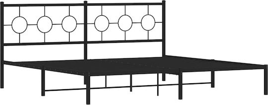 Pat King Size Metalic Negru Cu Plăci Pentru Saltea 193x203cm