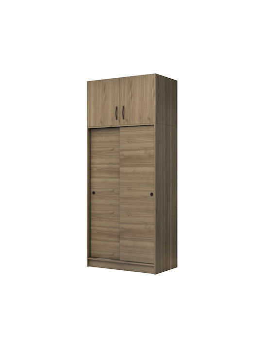 Double Door Wardrobe Sliding Regio with Loft Walnut 100x60x240cm