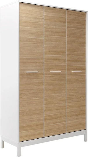 London Τρίφυλλη Ντουλάπα 120x52x202cm Oak - Λευκό London Τρίφυλλη Ντουλάπα 120x52x202cm Oak - Λευκό
