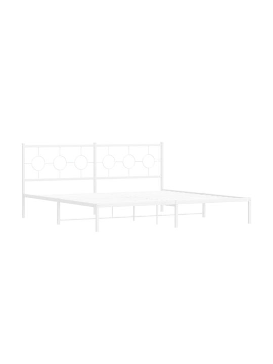 King Size Metallbett Weiß mit Lattenrost für Matratze 193x203cm