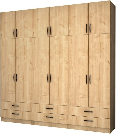 Șase uși cu Spațiu de Depozitare Ricardo 240x51.8x240cm Natural Beech Șase uși cu Spațiu de Depozitare Ricardo 240x51.8x240cm Natural Beech