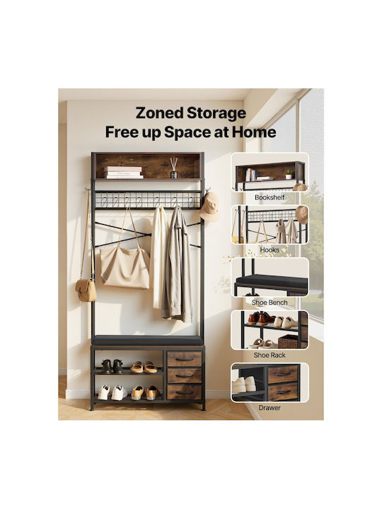 Hallway Furniture with Hanger Shoe Rack Wardrobe & Bench 30x16x49cm