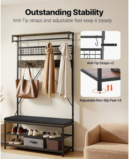 Vevor Hallway Furniture with Hanger Shoe Rack Wardrobe & Bench 40x16x97cm