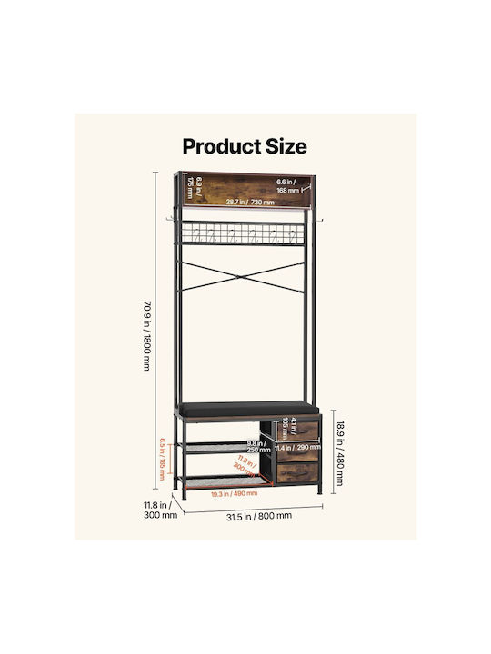 Hallway Furniture with Hanger Shoe Rack Wardrobe & Bench 30x16x49cm