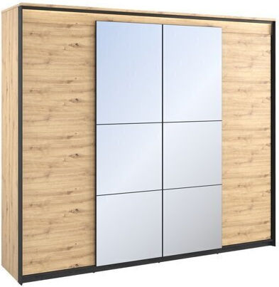 Luliru 140 G120 Τρίφυλλη Ντουλάπα Συρόμενη με Καθρέπτη Artisan Βελανιδιά, Μαύρο 250x63x221cm 467291LEN Luliru 140 G120 Τρίφυλλη Ντουλάπα Συρόμενη με Καθρέπτη Artisan Βελανιδιά, Μαύρο 250x63x221cm 467291LEN