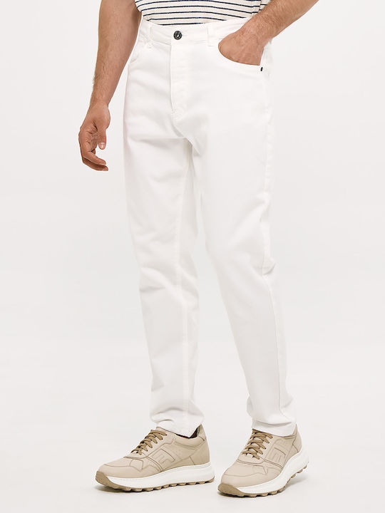 Men's Elastic Jeans Pants with Slim Fit White