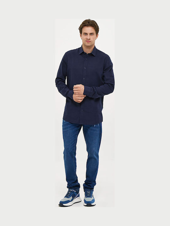 Men's Elastic Jeans Pants with Regular Fit Blue