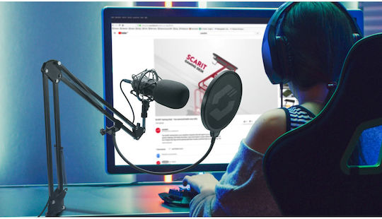 SpeedLink Volity Ready Streaming Starter Set Set Elektret Mikrofon USB Schwanenhals, stoßmontiert