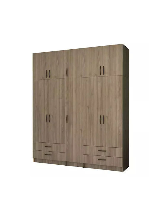Five Door Wardrobe Ricardo with Loft Walnut 200x51.8x240cm