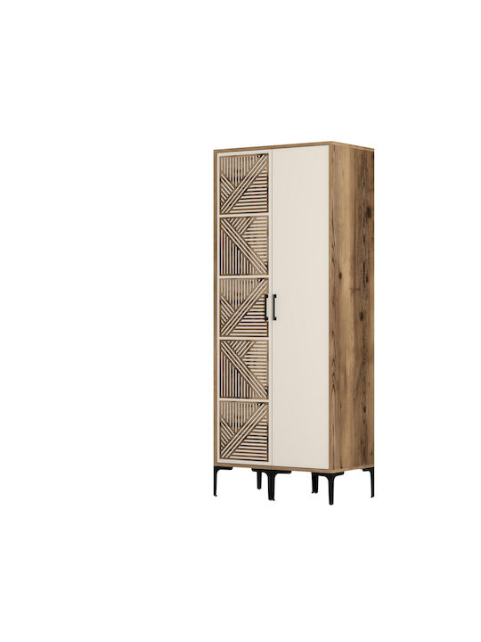 Ντουλάπα Δύο Πόρτες Ps Καρύδι Κρέμ 80x47x201cm