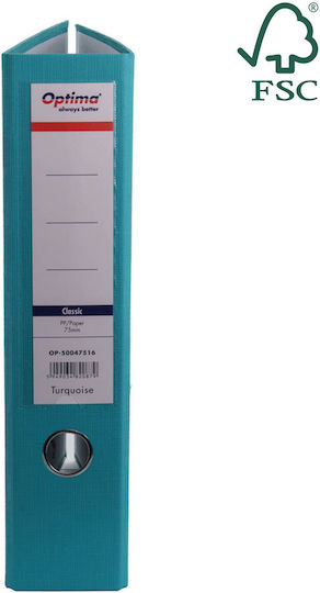 Optima Clasic & Premium A4 Binder Laminated Pp Paper Metal Edge 75 Mm Optima Classic Turquoise