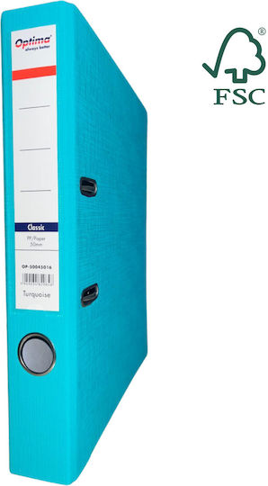 Optima Clasic & Premium A4 Binder Laminated Pp Paper Metal Edge 50 Mm Optima Classic Turquoise
