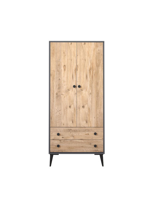 Amari Δίφυλλη Ντουλάπα Ανθρακί 82x48x180cm