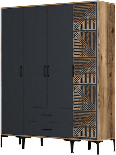 Τετράφυλλη Ντουλάπα 160x47x201cm Τετράφυλλη Ντουλάπα 160x47x201cm