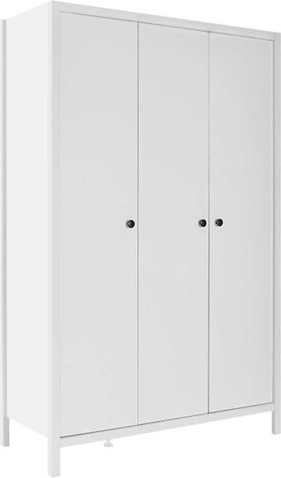French Τρίφυλλη Ντουλάπα 125x54x196cm Λευκό
