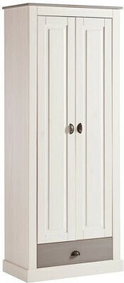 Denton Bk109 Δίφυλλη Ντουλάπα 75x45x185cm Γκρι, Άσπρο