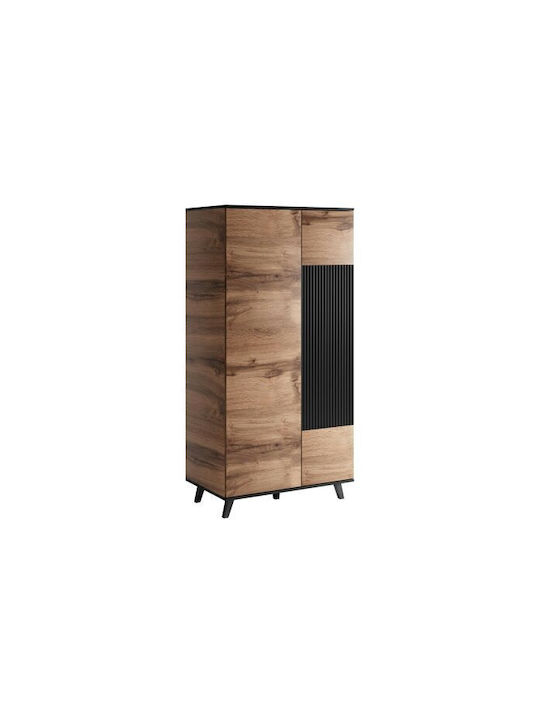 Double Door Wardrobe Houston E110 Black, Wotan Oak 90x55x182cm