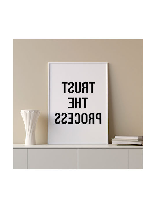Quote Poster Trust Process Pq187 21cm X 30cm Frame Natural Wooden Beige