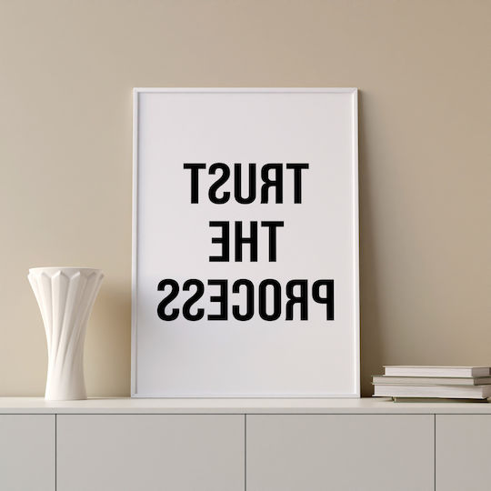 Zitat Poster Trust Process Pq187 50cm x 70cm Weiße Hölzernes Rahmen