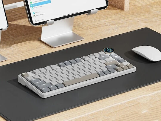 Royal Kludge RK N80 Drahtlos Gaming Mechanische Tastatur 75% mit Benutzerdefiniert Braun Schaltern und RGB-Beleuchtung (Englisch US) Gray