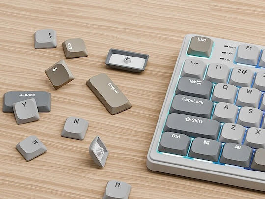 Royal Kludge RK N80 Drahtlos Gaming Mechanische Tastatur 75% mit Benutzerdefiniert Braun Schaltern und RGB-Beleuchtung (Englisch US) Gray