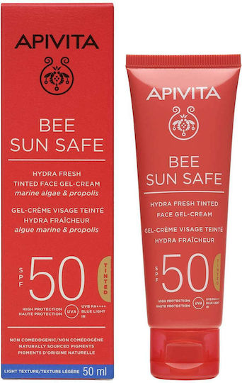 Apivita Bee Sun Safe Hydra Fresh Gel de Față Waterproof cu Protecție Solară SPF50 cu Pigment 50ml