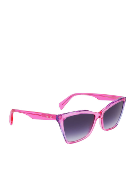 Liu Jo Woman Sunglasses with Pink Horn-Rimmed Frame and Pink Lens