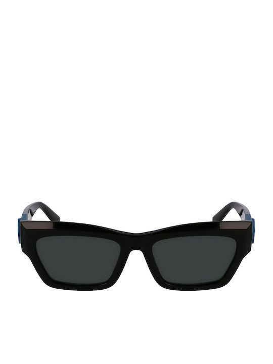 Longchamp Women's Sunglasses with Black Horn-Rimmed Frame and Black Lens