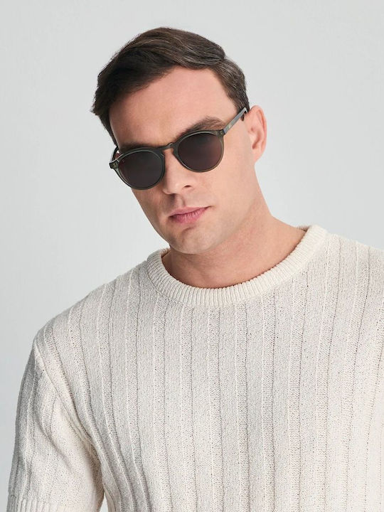Faos Green Sunglasses With Horn-Rimmed Frame Faos Green Sunglasses With Horn-Rimmed Frame