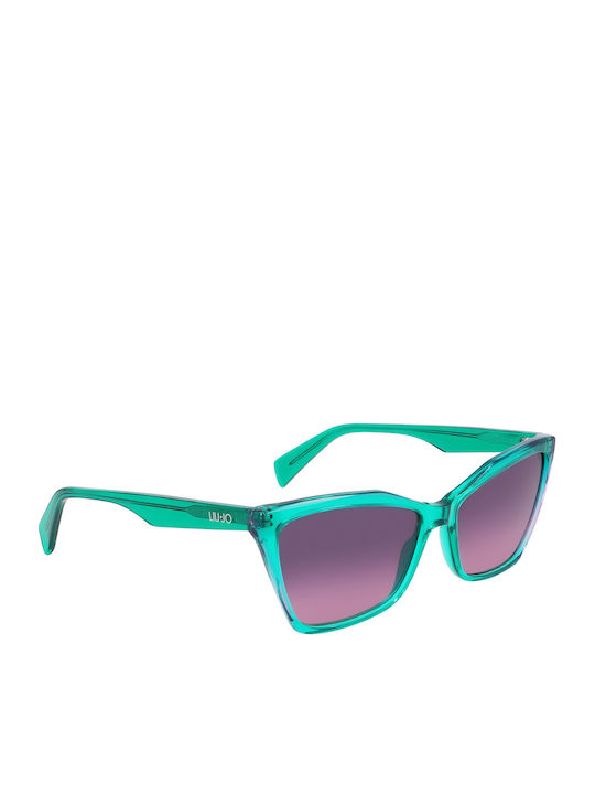 Liu Jo Woman Sunglasses with Green Horn-Rimmed Frame and Green Lens