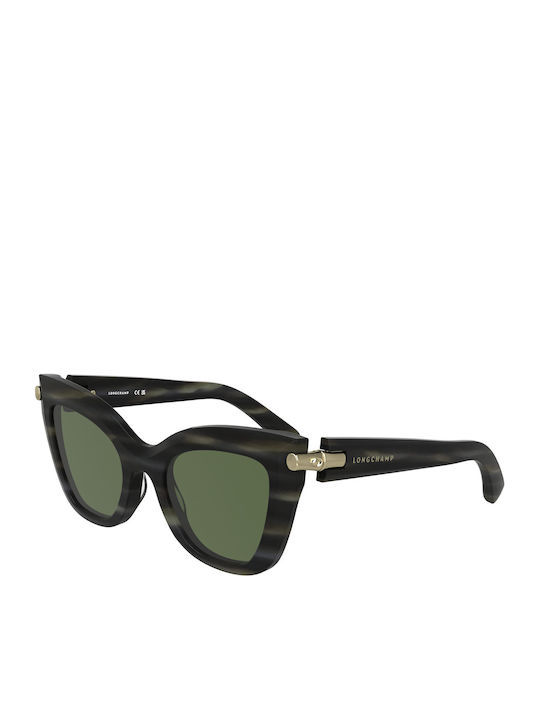 Longchamp Gray Sunglasses With Horn-Rimmed Frame
