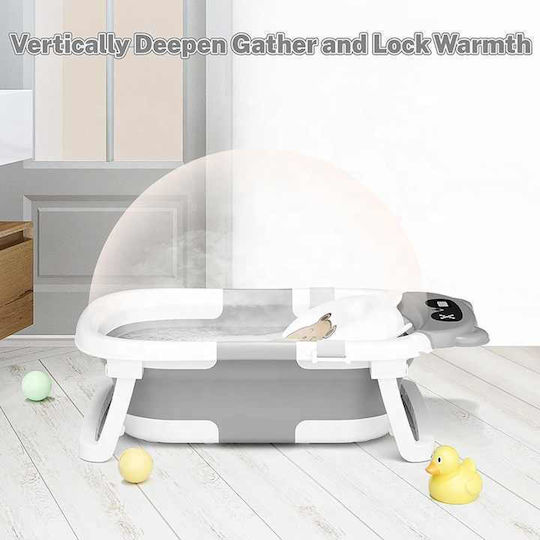 Little Mom Folding Baby Bath with Thermometer Gray