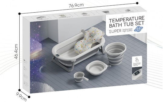 Little Mom Cadă Pliabilă pentru Bebeluși cu Termometru Gri