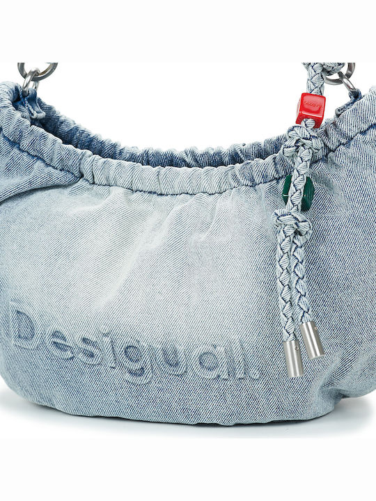 Half Logo Fabric Women's Shoulder Bag Blue