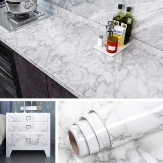 3d Self-adhesive Marble-style Wallpaper Waterproof Strong Adhesive Easy To Install Kitchen Countertops Furniture White Black