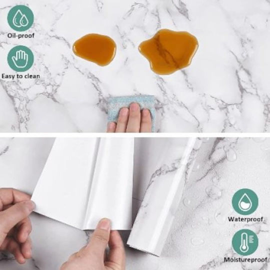 3d Self-adhesive Marble-style Wallpaper Waterproof Strong Adhesive Easy To Install Kitchen Countertops Furniture White Black