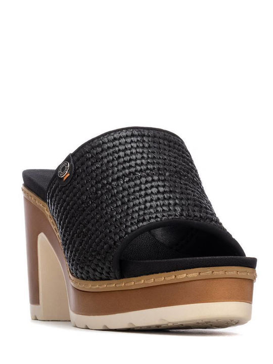 Women's Mules with Chunky High Heel in Black Color