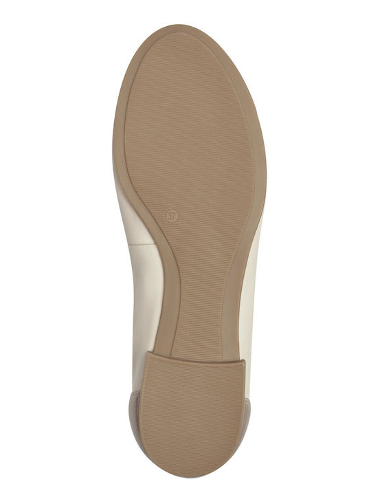 Leather Ballerinas Beige