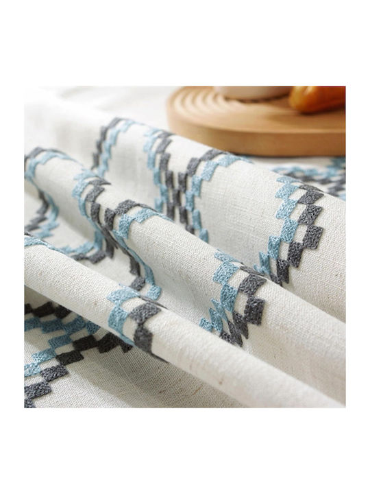 FRIPIA FRIPIA Leinen Tischdecke Mit Stickerei Beige 120x180cm