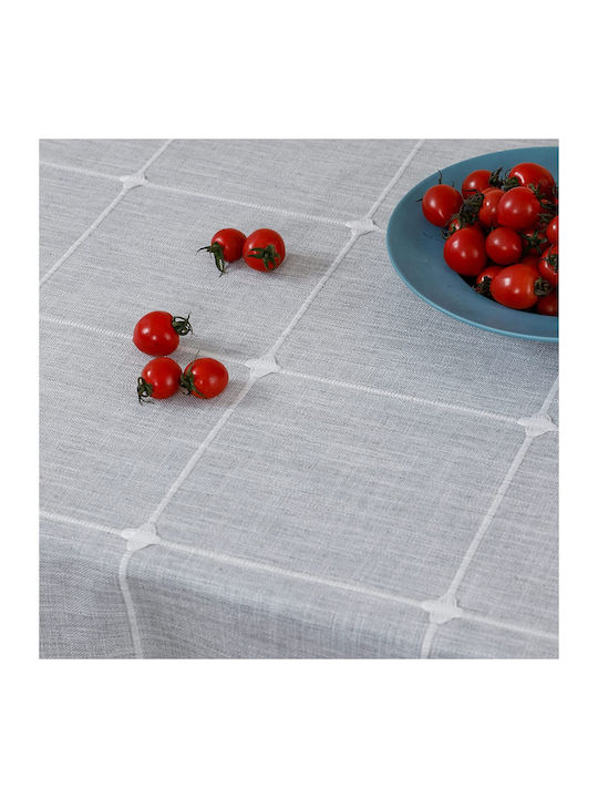 FRIPIA Покривка за маса Лен с Бродерия Сива 140x250см