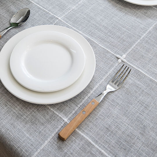 FRIPIA Τραπεζομάντηλο Λινό με Κέντημα Γκρι 140x200εκ.