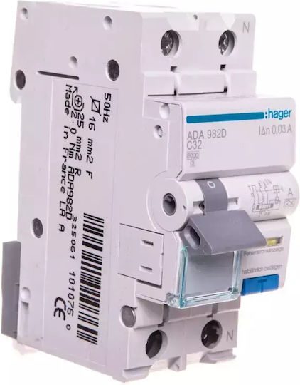 Hager 2-Poles Panel Push Switch 230V 32A