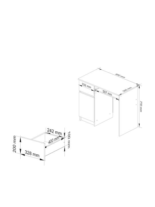 Birou de Calculator Piksel din Lemn Sonoma Oak 90x50x77 cm