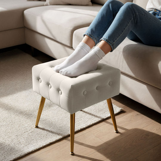 Σκαμπό Σαλονιού Επενδυμένο με Βελούδο Beige 40x40x42εκ.