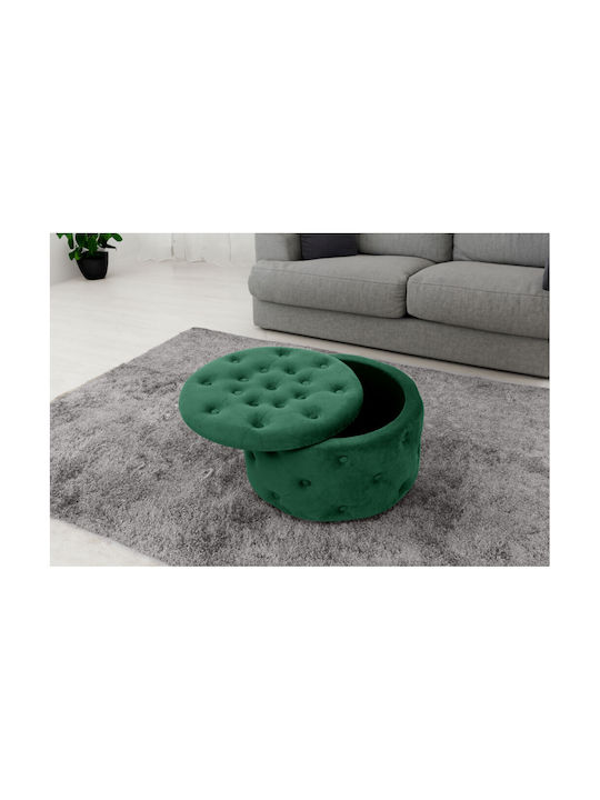 Taburet Camera De Zi Cu Spațiu De Depozitare Tapițat Cu Catifea Alia Verde 55x30x30cm