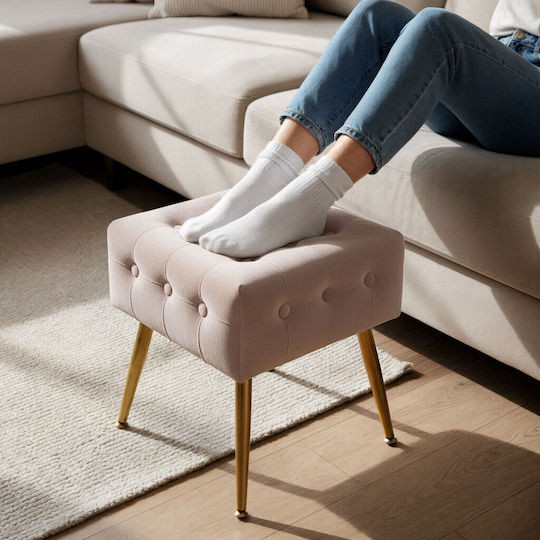 Living Room Stools Upholstered with Velvet Powder Pink 40x40x42cm